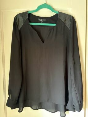 C. Luce Sheer Black Long-Sleeve Top Size S